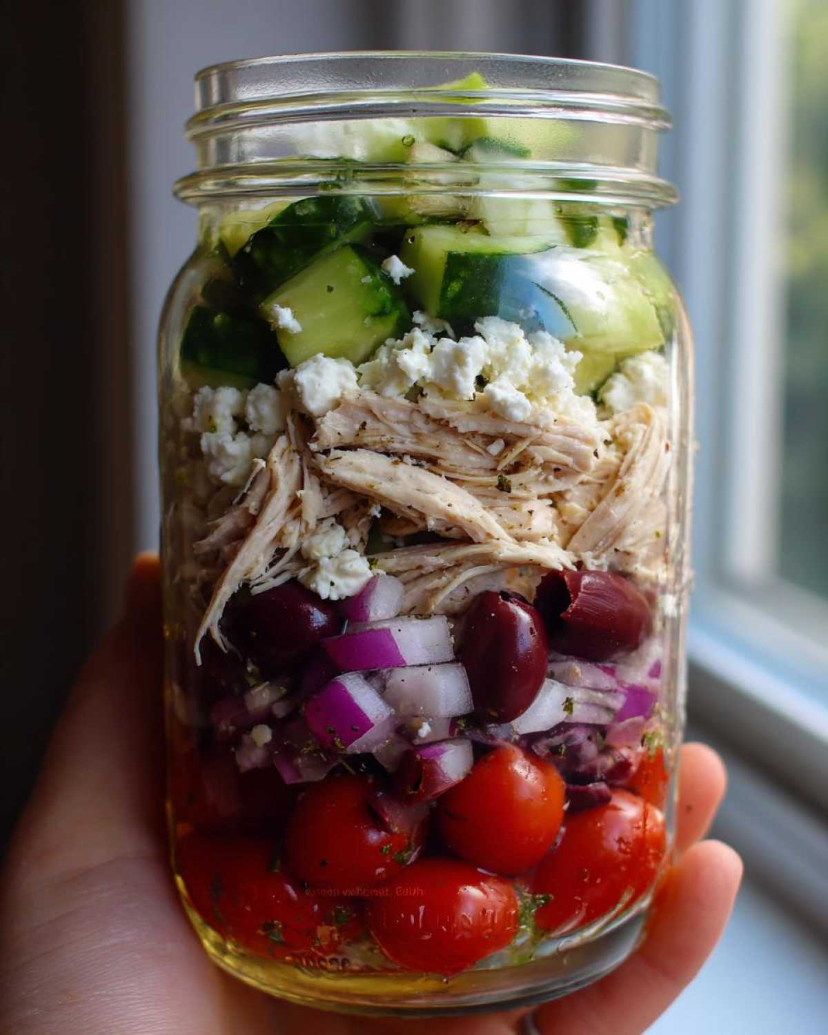 Greek Chicken Mason Jar Salads - detail 2