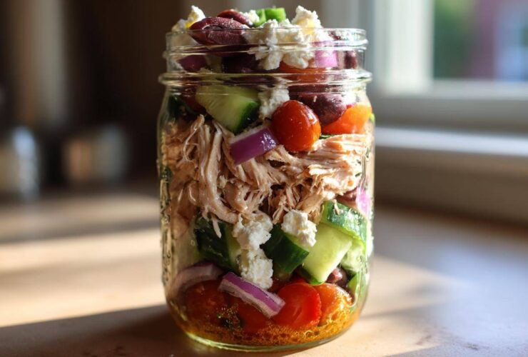 Greek Chicken Mason Jar Salads