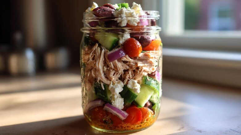 Greek Chicken Mason Jar Salads