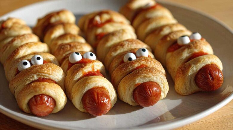 Mummy Hot Dogs (Easy Halloween Snack)
