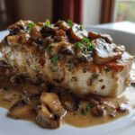 A perfectly cooked chicken breast smothered in a rich sauce with sautéed mushrooms, the star of Creamy Mushroom Chicken.
