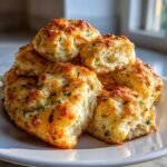 A stack of golden, cheesy Garlic Parmesan Pull-Apart Bread pieces topped with chopped green herbs on a white plate.
